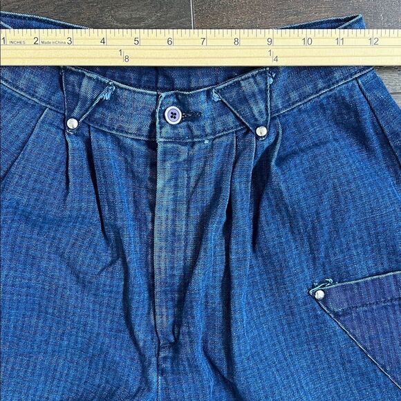 Vintage Levis Junior Size 9 Pin-Striped Blue Denim Jeans Pleated High Rise 24 - Picture 8 of 13